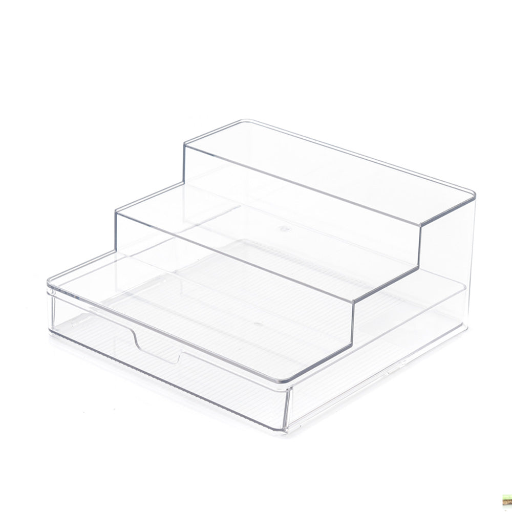 Cq acrylic Paquete de 2 organizadores de especias para despensa,  organizador de condimentos escalonados de 14.5 pulgadas para gabinete,  color blanco